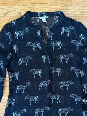 Banana Republic Sheer Zebra Block Print Blouse | Black & White | Summer 2014